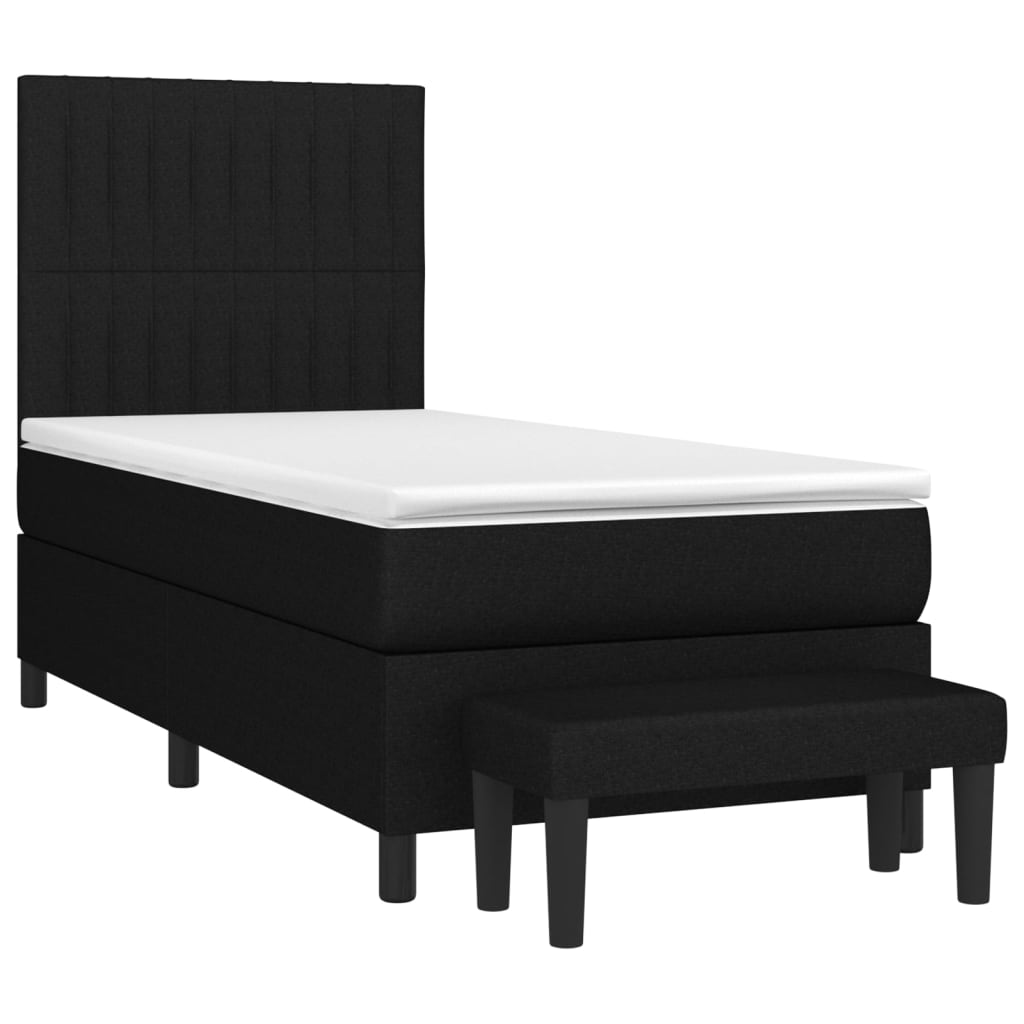 vidaXL Κρεβάτι Boxspring με Στρώμα Μαύρο 90x200 εκ. Υφασμάτινο