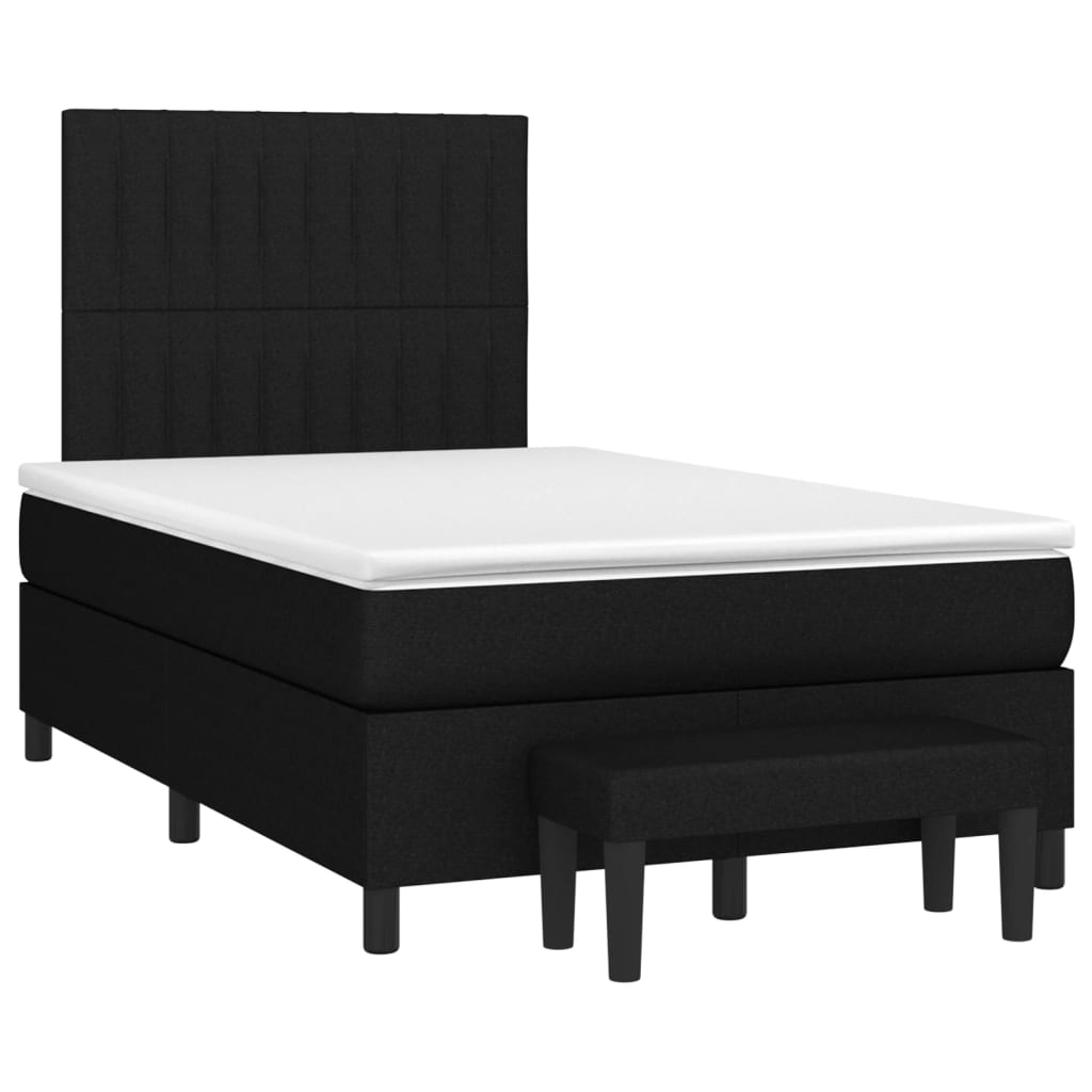 vidaXL Κρεβάτι Boxspring με Στρώμα Μαύρο 120x200 εκ. Υφασμάτινο