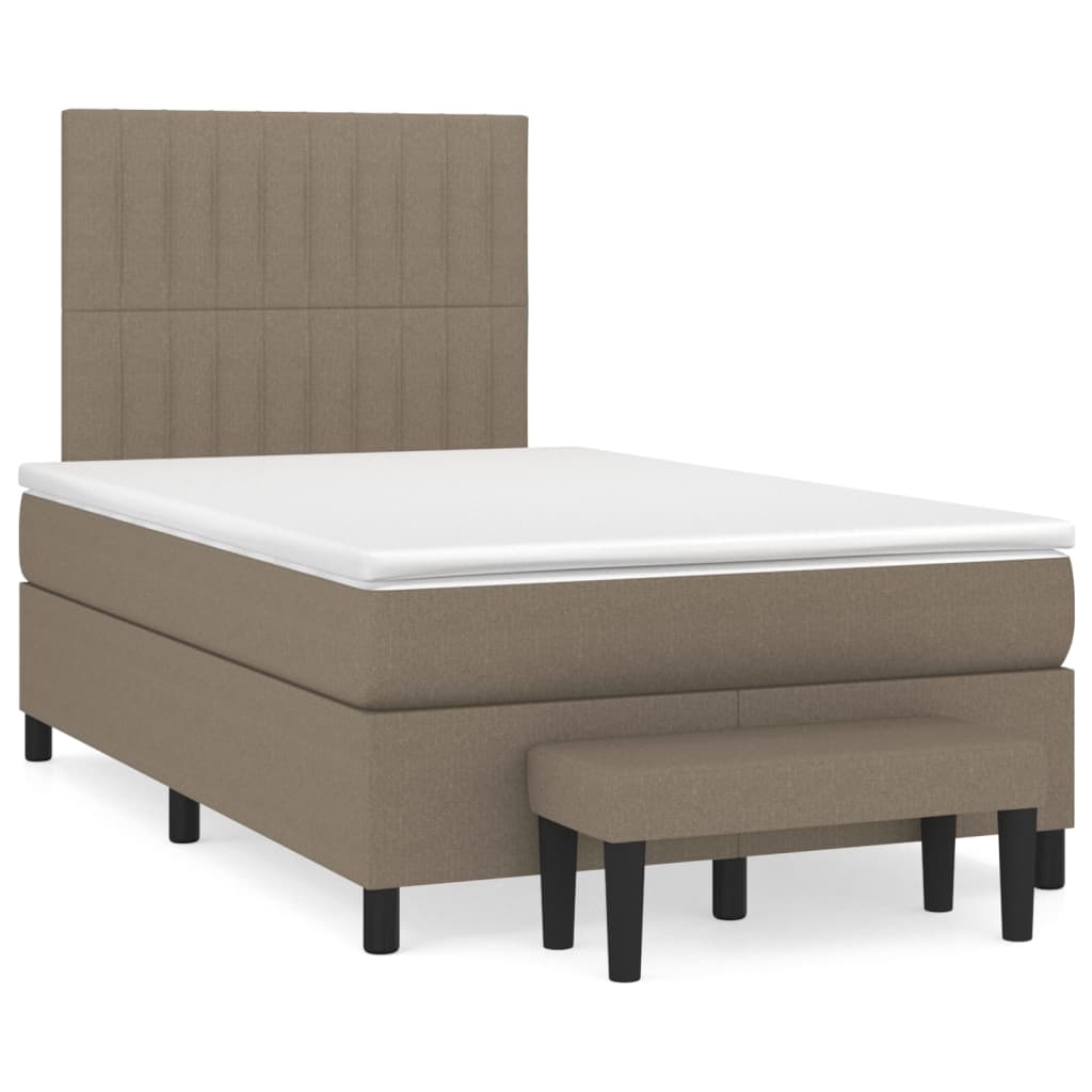 vidaXL Κρεβάτι Boxspring με Στρώμα Taupe 120x200 εκ. Υφασμάτινο