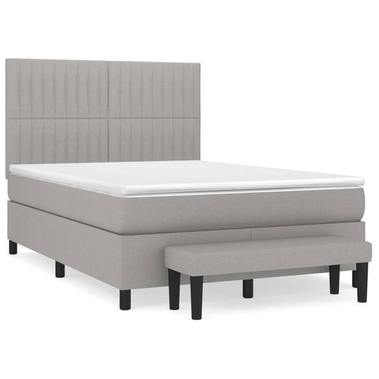 vidaXL Κρεβάτι Boxspring με Στρώμα Ανοιχτό Γκρι 140x190 εκ. Υφασμάτινο