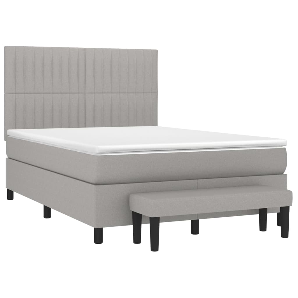 vidaXL Κρεβάτι Boxspring με Στρώμα Ανοιχτό Γκρι 140x200 εκ. Υφασμάτινο