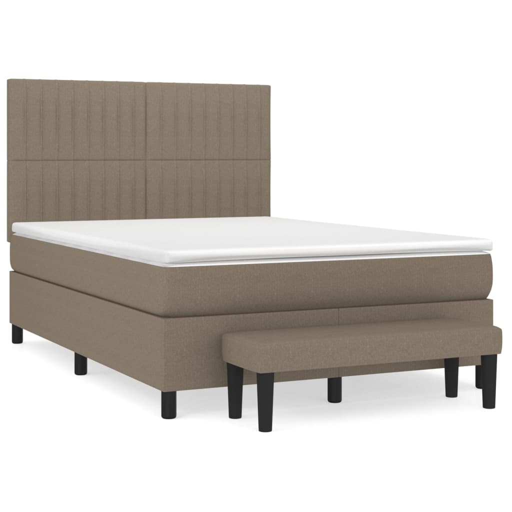 vidaXL Κρεβάτι Boxspring με Στρώμα Taupe 140x200 εκ. Υφασμάτινο