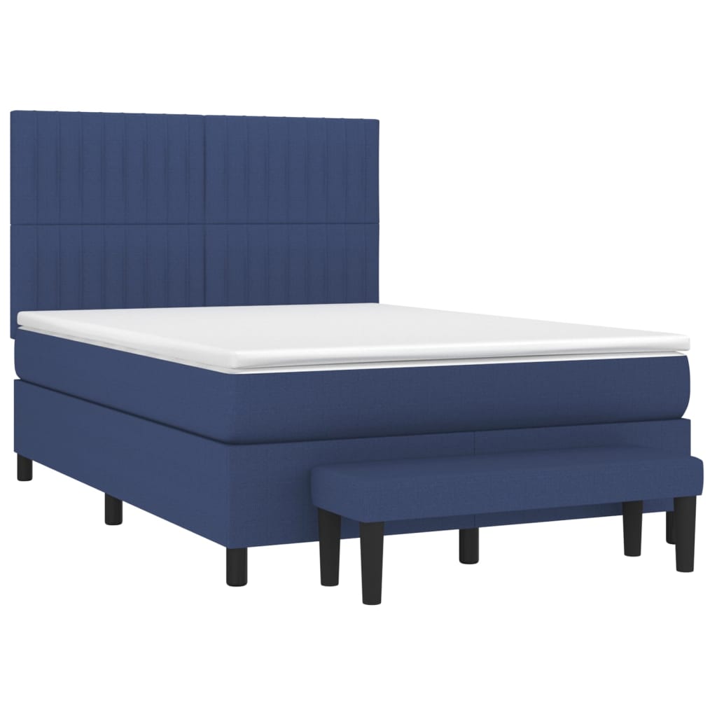 vidaXL Κρεβάτι Boxspring με Στρώμα Μπλε 140x200 εκ. Υφασμάτινο