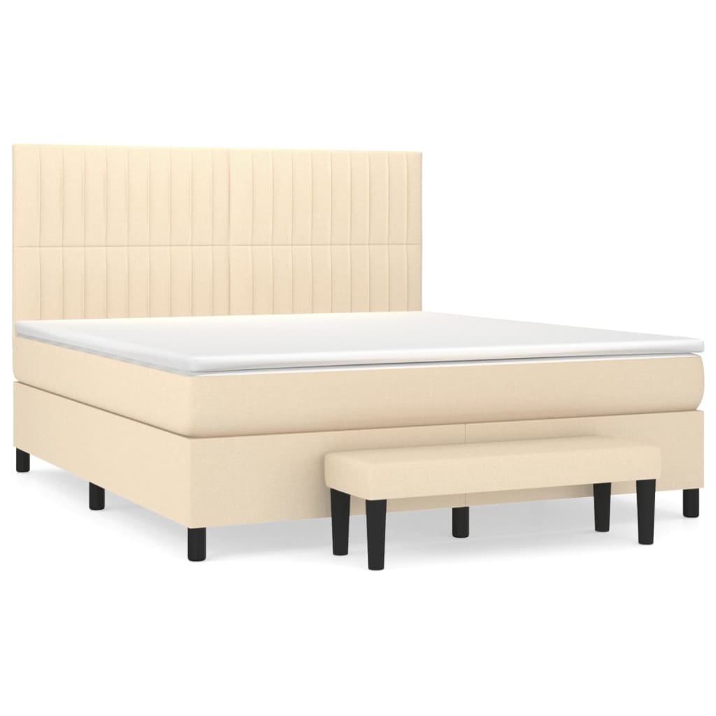 vidaXL Κρεβάτι Boxspring με Στρώμα Κρεμ 160x200 εκ. Υφασμάτινο