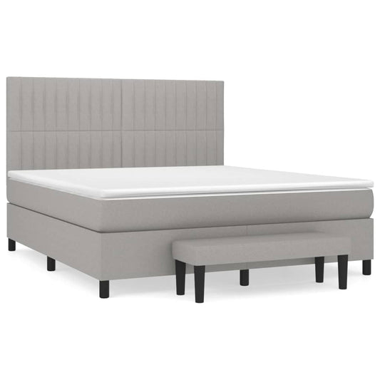 vidaXL Κρεβάτι Boxspring με Στρώμα Ανοιχτό Γκρι 180x200 εκ. Υφασμάτινο