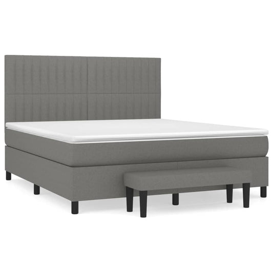 vidaXL Κρεβάτι Boxspring με Στρώμα Σκούρο Γκρι 180x200 εκ Υφασμάτιν