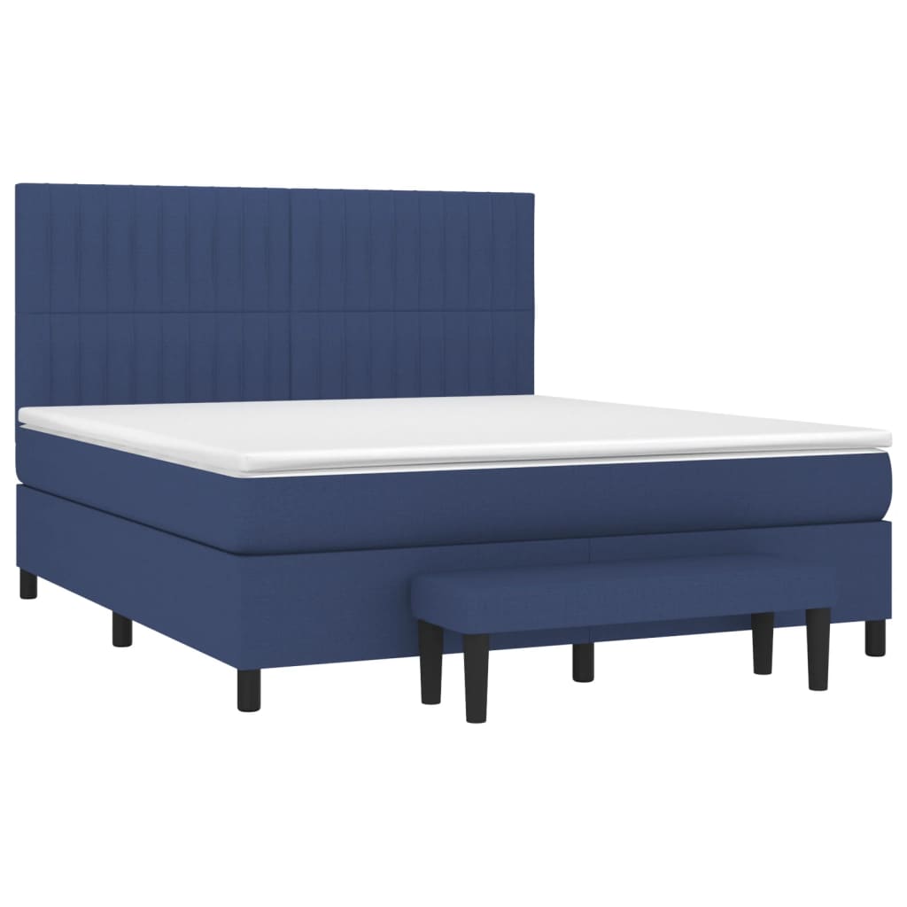 vidaXL Κρεβάτι Boxspring με Στρώμα Μπλε 180x200 εκ. Υφασμάτινο