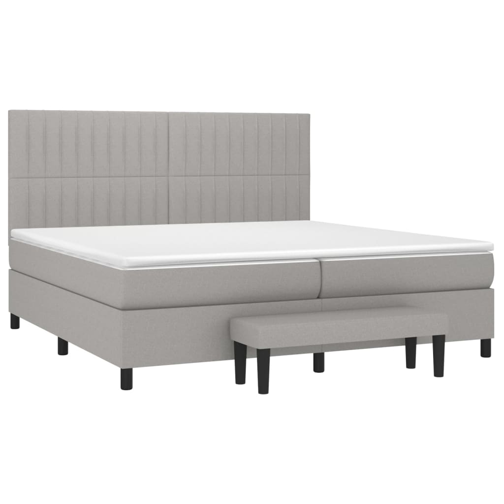 vidaXL Κρεβάτι Boxspring με Στρώμα Ανοιχτό Γκρι 200x200 εκ. Υφασμάτινο