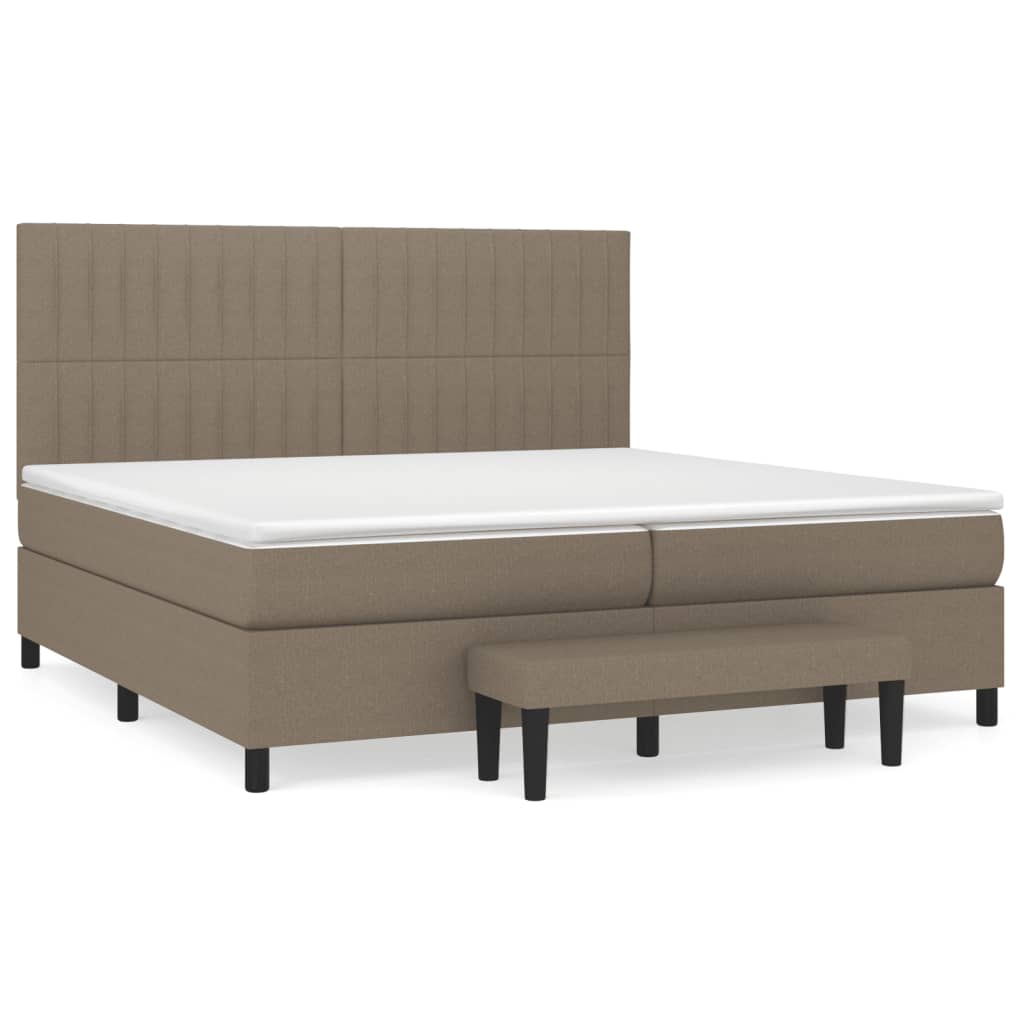 vidaXL Κρεβάτι Boxspring με Στρώμα Taupe 200x200 εκ. Υφασμάτινο