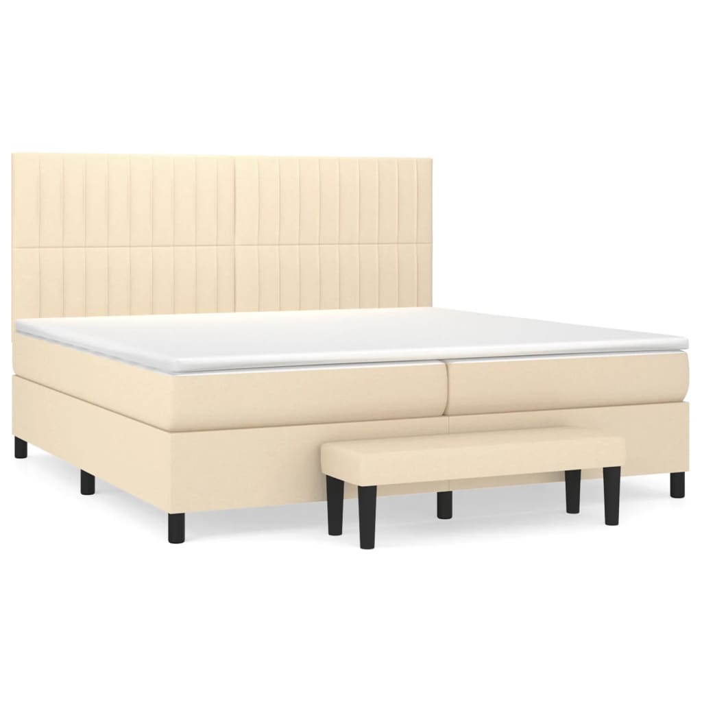 vidaXL Κρεβάτι Boxspring με Στρώμα Κρεμ 200x200 εκ. Υφασμάτινο
