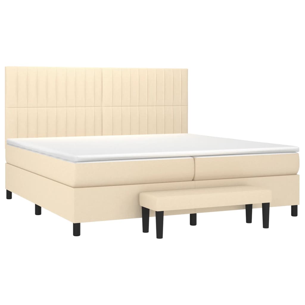 vidaXL Κρεβάτι Boxspring με Στρώμα Κρεμ 200x200 εκ. Υφασμάτινο