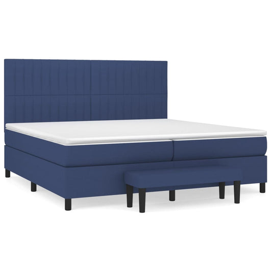 vidaXL Κρεβάτι Boxspring με Στρώμα Μπλε 200x200 εκ. Υφασμάτινο