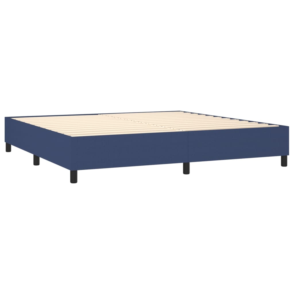 vidaXL Κρεβάτι Boxspring με Στρώμα Μπλε 200x200 εκ. Υφασμάτινο