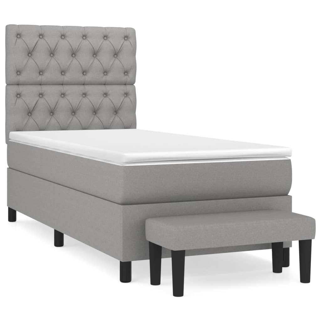 vidaXL Κρεβάτι Boxspring με Στρώμα Ανοιχτό Γκρι 80x200 εκ. Υφασμάτινο