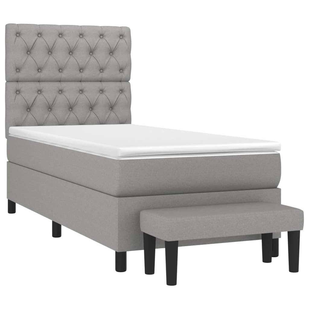 vidaXL Κρεβάτι Boxspring με Στρώμα Ανοιχτό Γκρι 80x200 εκ. Υφασμάτινο