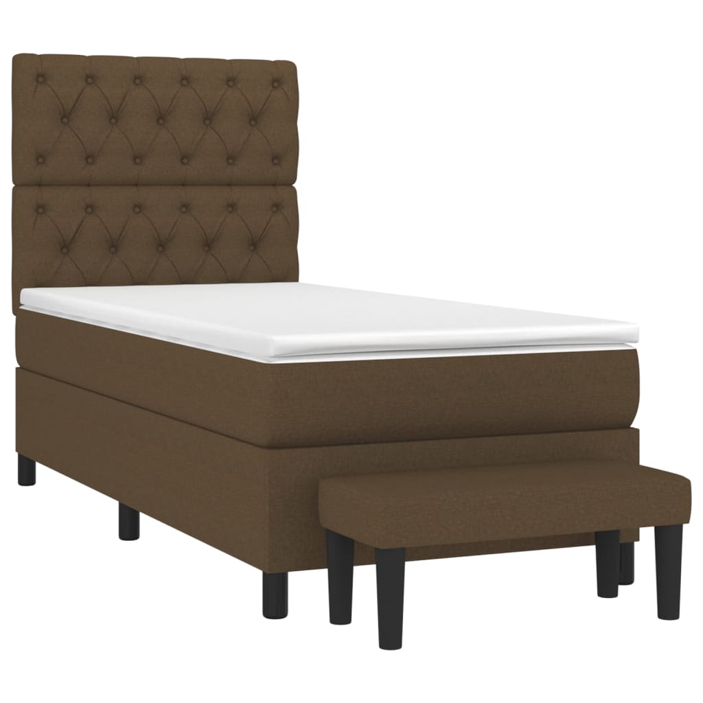 vidaXL Κρεβάτι Boxspring με Στρώμα Σκούρο Καφέ 80x200 εκ. Υφασμάτινο