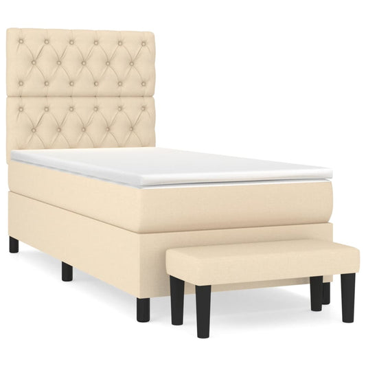 vidaXL Κρεβάτι Boxspring με Στρώμα Κρεμ 80 x 200 εκ. Υφασμάτινο