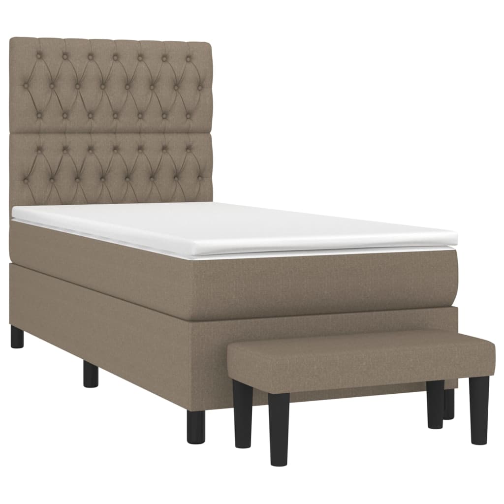 vidaXL Κρεβάτι Boxspring με Στρώμα Taupe 90x200 εκ. Υφασμάτινο