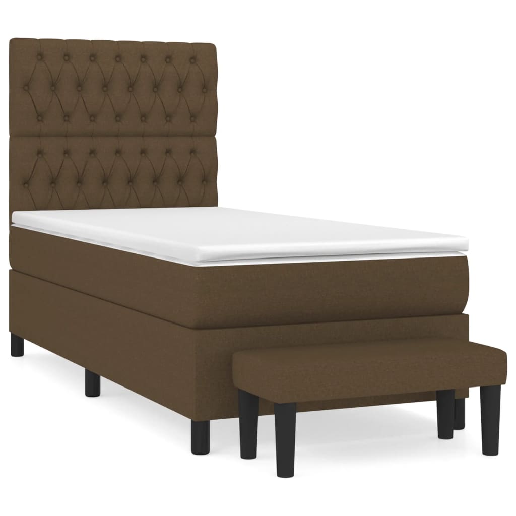 vidaXL Κρεβάτι Boxspring με Στρώμα Σκούρο Καφέ 100x200 εκ. Υφασμάτινο