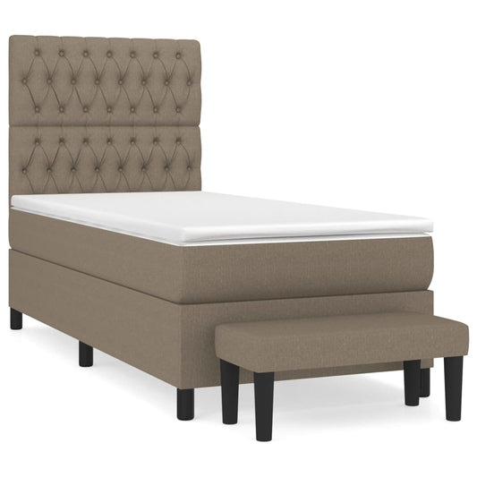 vidaXL Κρεβάτι Boxspring με Στρώμα Taupe 100 x 200 εκ. Υφασμάτινο