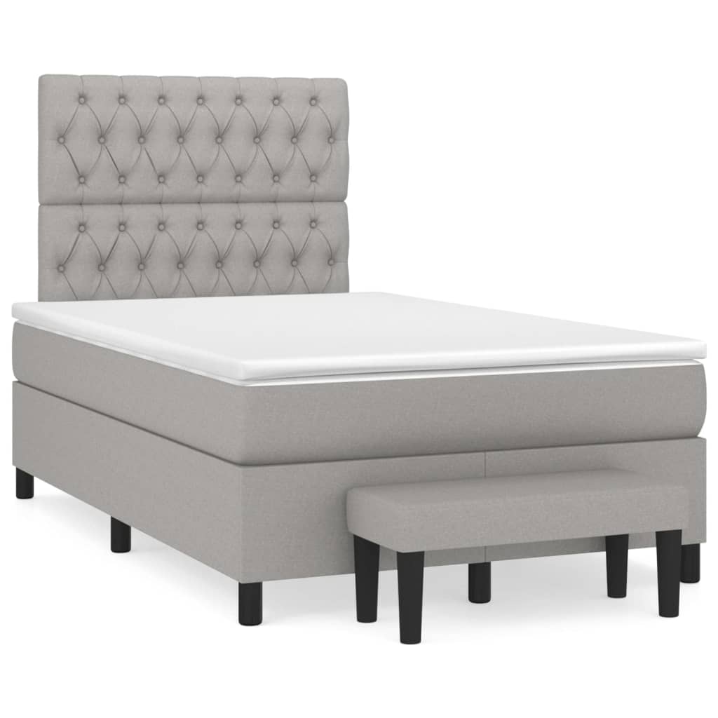vidaXL Κρεβάτι Boxspring με Στρώμα Ανοιχτό Γκρι 120x200 εκ. Υφασμάτινο