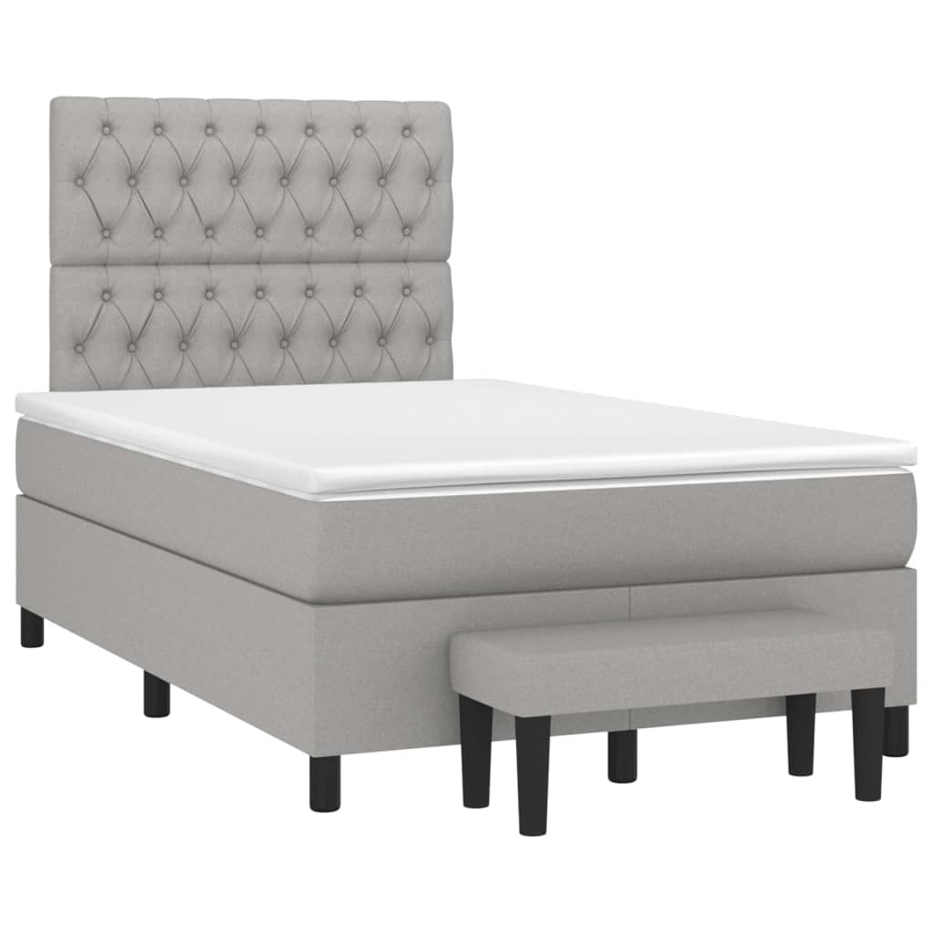 vidaXL Κρεβάτι Boxspring με Στρώμα Ανοιχτό Γκρι 120x200 εκ. Υφασμάτινο