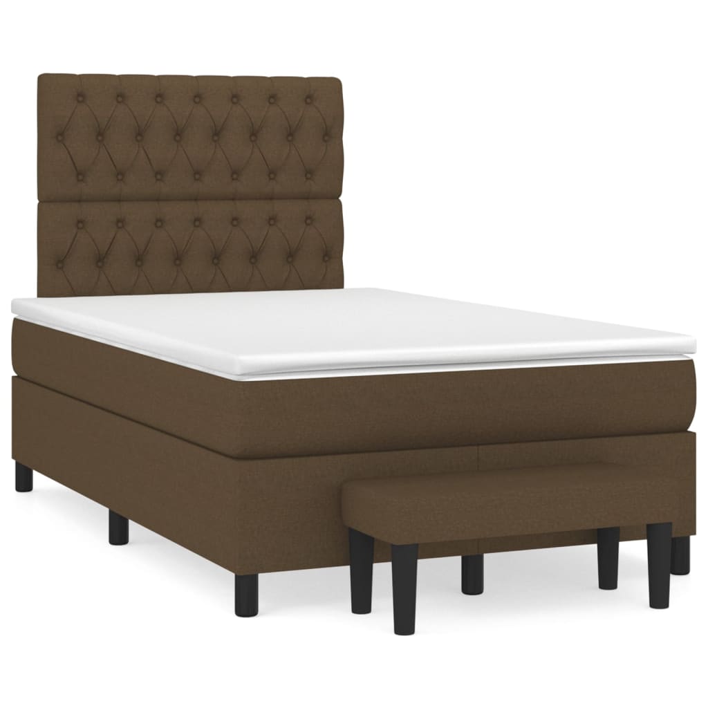 vidaXL Κρεβάτι Boxspring με Στρώμα Σκούρο Καφέ 120x200 εκ. Υφασμάτινο