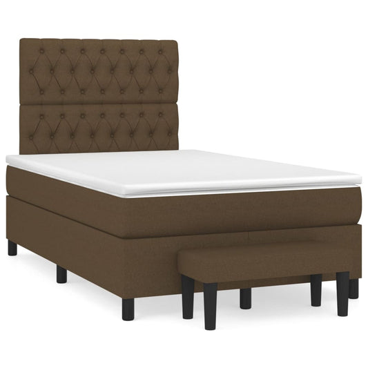 vidaXL Κρεβάτι Boxspring με Στρώμα Σκούρο Καφέ 120x200 εκ. Υφασμάτινο