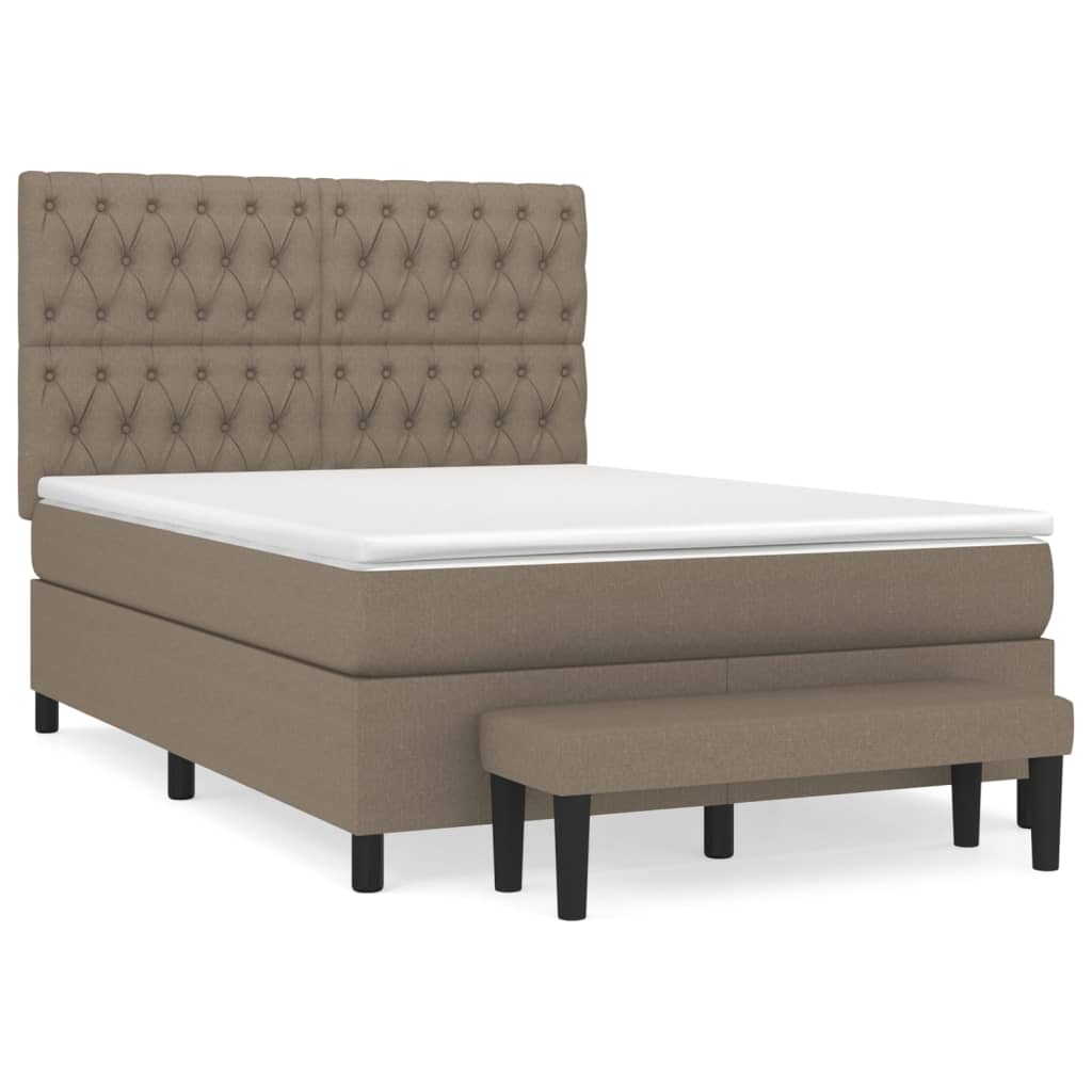 vidaXL Κρεβάτι Boxspring με Στρώμα Taupe 140x190 εκ. Υφασμάτινο