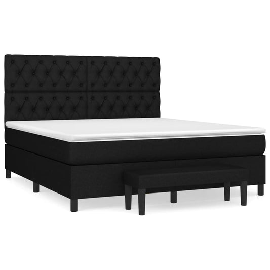vidaXL Κρεβάτι Boxspring με Στρώμα Μαύρο 160x200 εκ. Υφασμάτινο