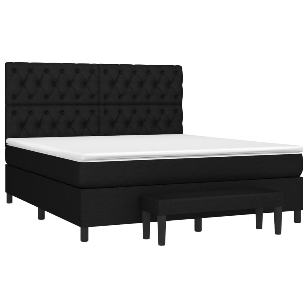 vidaXL Κρεβάτι Boxspring με Στρώμα Μαύρο 160x200 εκ. Υφασμάτινο