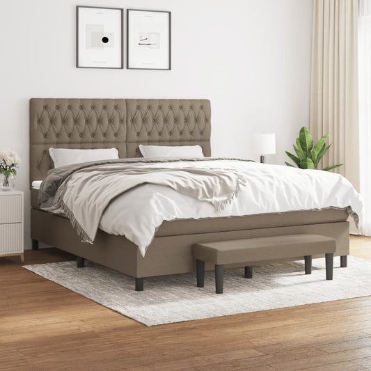 vidaXL Κρεβάτι Boxspring με Στρώμα Taupe 180x200 εκ. Υφασμάτινο