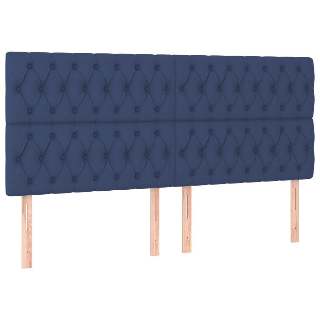vidaXL Κρεβάτι Boxspring με Στρώμα Μπλε 200x200 εκ. Υφασμάτινο