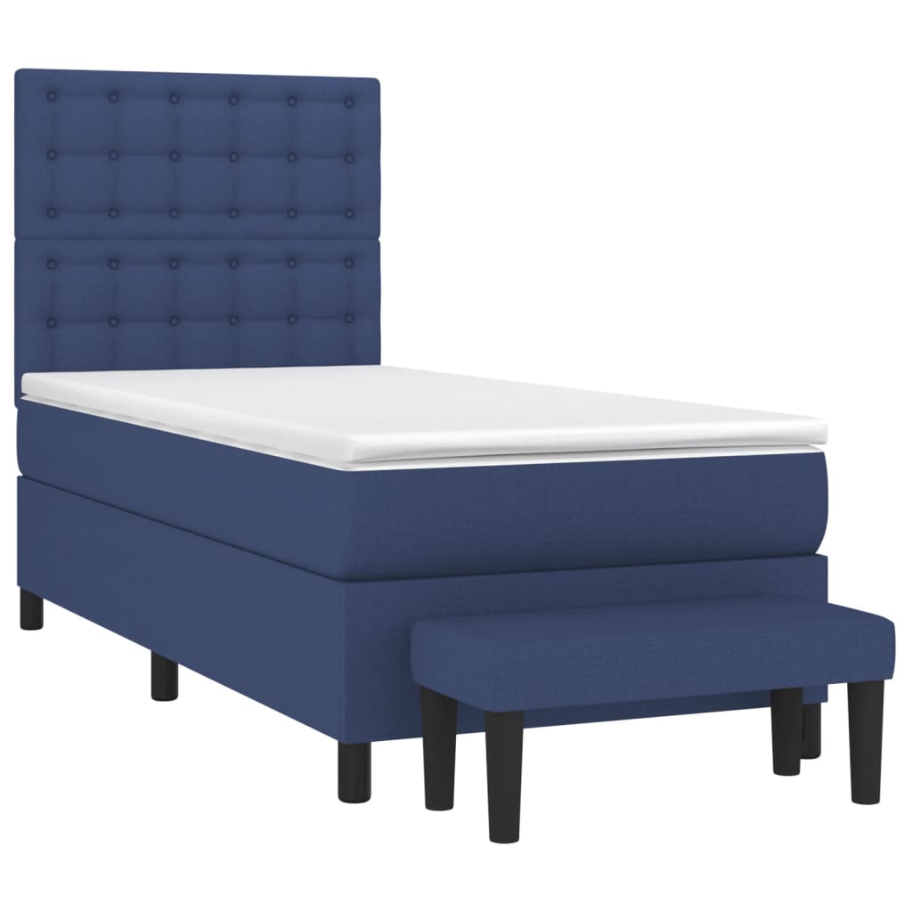 vidaXL Κρεβάτι Boxspring με Στρώμα Μπλε 100 x 200 εκ. Υφασμάτινο