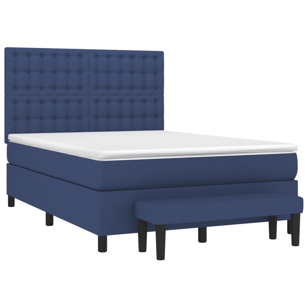 vidaXL Κρεβάτι Boxspring με Στρώμα Μπλε 140x200 εκ. Υφασμάτινο