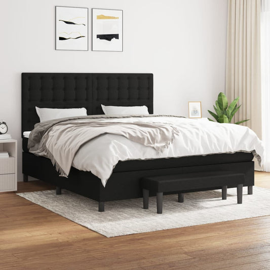 vidaXL Κρεβάτι Boxspring με Στρώμα Μαύρο 160x200 εκ. Υφασμάτινο
