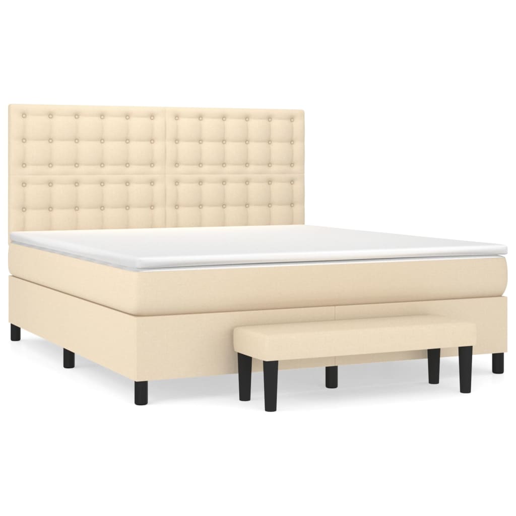 vidaXL Κρεβάτι Boxspring με Στρώμα Κρεμ 160x200 εκ. Υφασμάτινο