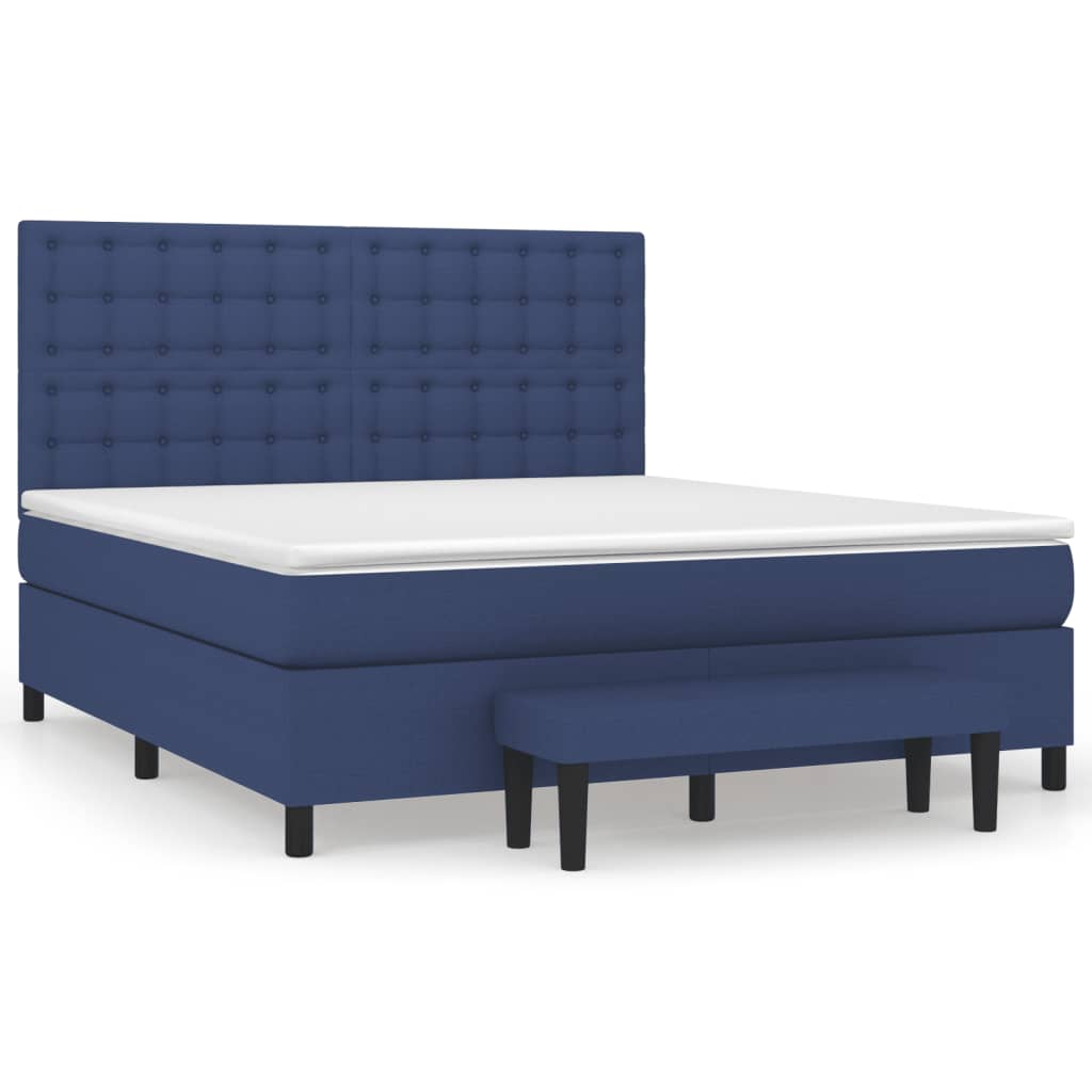 vidaXL Κρεβάτι Boxspring με Στρώμα Μπλε 160x200 εκ. Υφασμάτινο