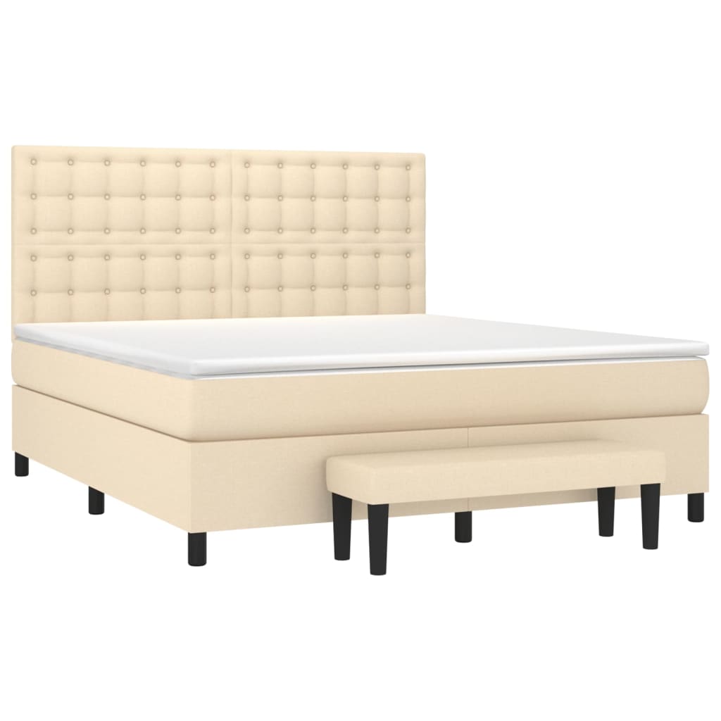 vidaXL Κρεβάτι Boxspring με Στρώμα Κρεμ 180x200 εκ. Υφασμάτινο