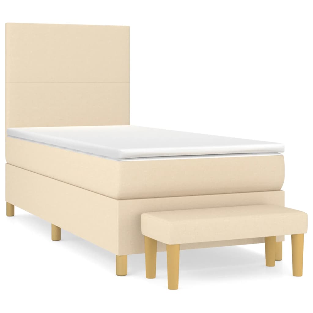 vidaXL Κρεβάτι Boxspring με Στρώμα Κρεμ 80 x 200 εκ. Υφασμάτινο