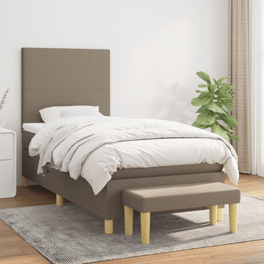 vidaXL Κρεβάτι Boxspring με Στρώμα Taupe 90x190 εκ.Υφασμάτινο