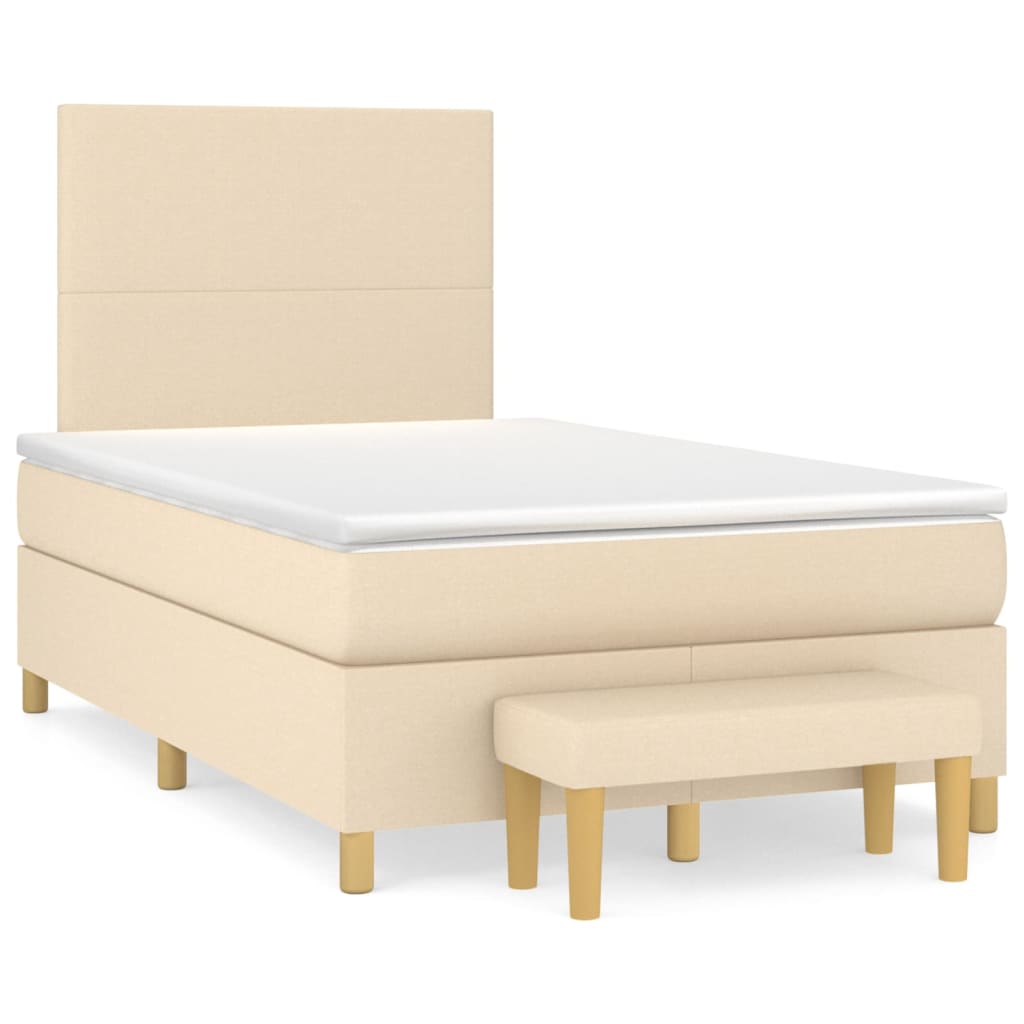 vidaXL Κρεβάτι Boxspring με Στρώμα Κρεμ 120x200 εκ. Υφασμάτινο