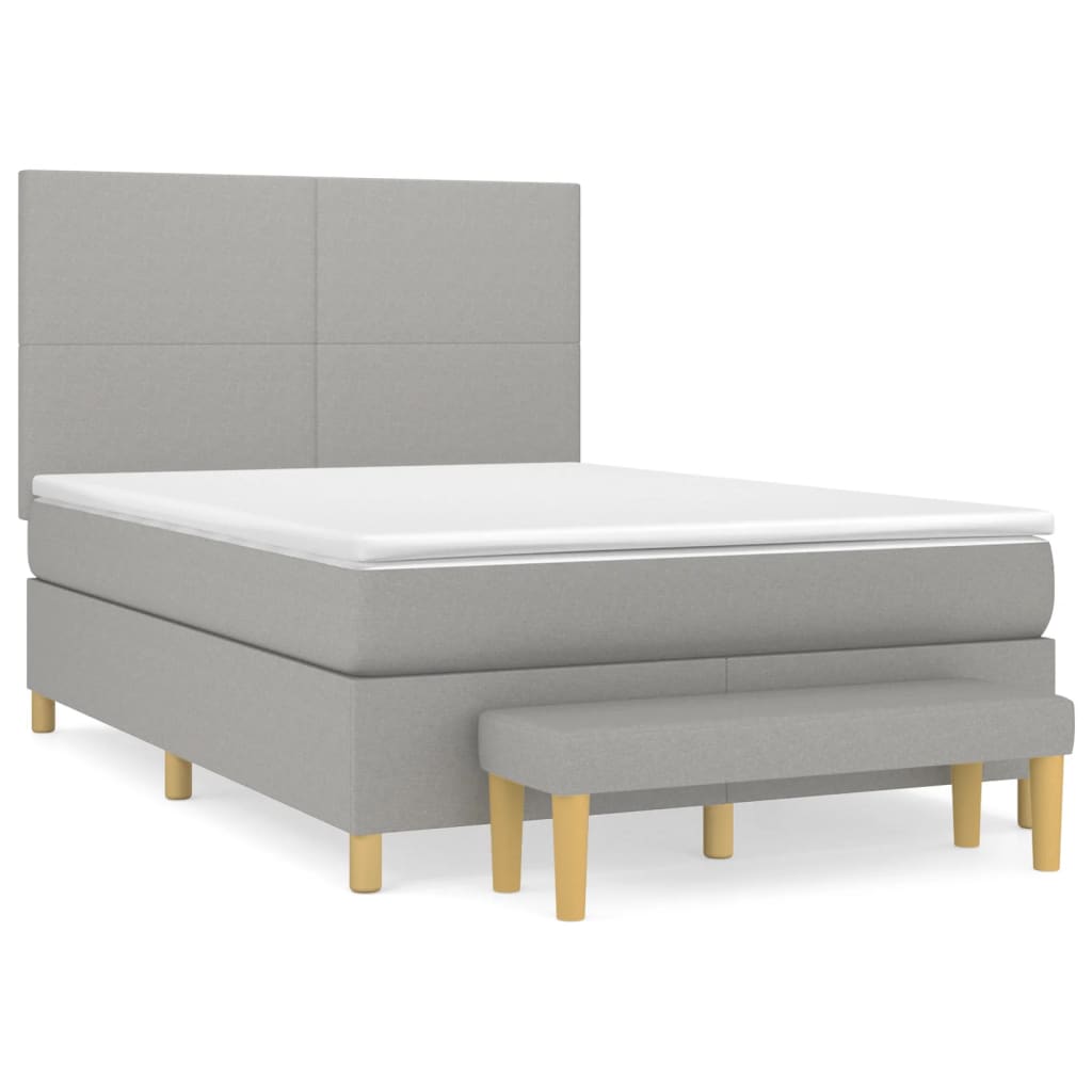 vidaXL Κρεβάτι Boxspring με Στρώμα Ανοιχτό Γκρι 140x190 εκ. Υφασμάτινο