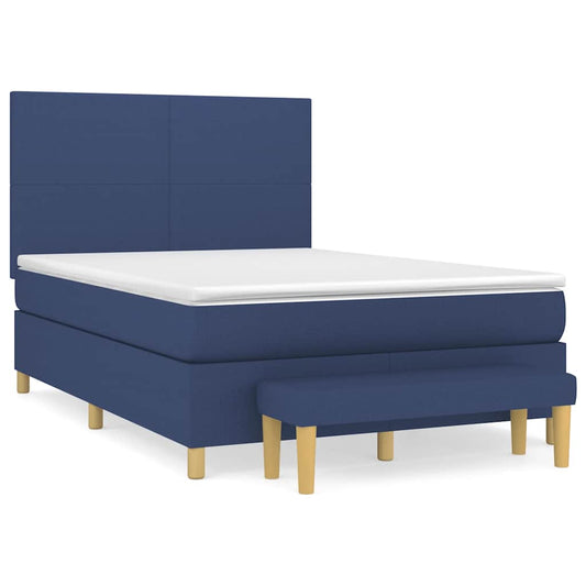 vidaXL Κρεβάτι Boxspring με Στρώμα Μπλε 140x200 εκ. Υφασμάτινο