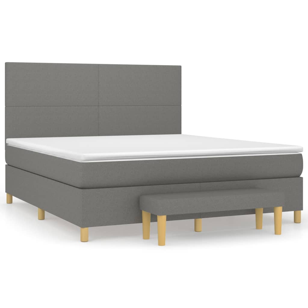vidaXL Κρεβάτι Boxspring με Στρώμα Σκούρο Γκρι 160x200 εκ Υφασμάτινο