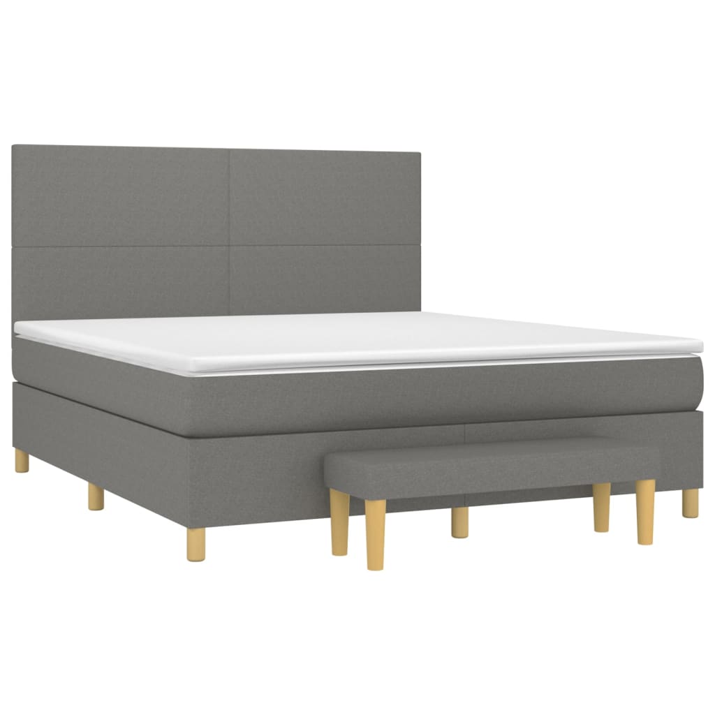 vidaXL Κρεβάτι Boxspring με Στρώμα Σκούρο Γκρι 160x200 εκ Υφασμάτινο