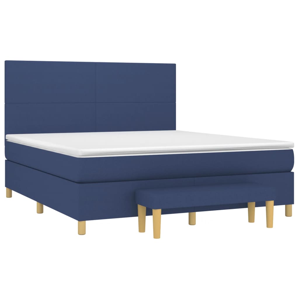 vidaXL Κρεβάτι Boxspring με Στρώμα Μπλε 160x200 εκ. Υφασμάτινο