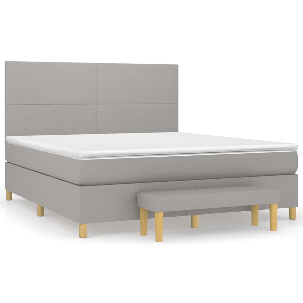 vidaXL Κρεβάτι Boxspring με Στρώμα Ανοιχτό Γκρι 180x200 εκ. Υφασμάτινο