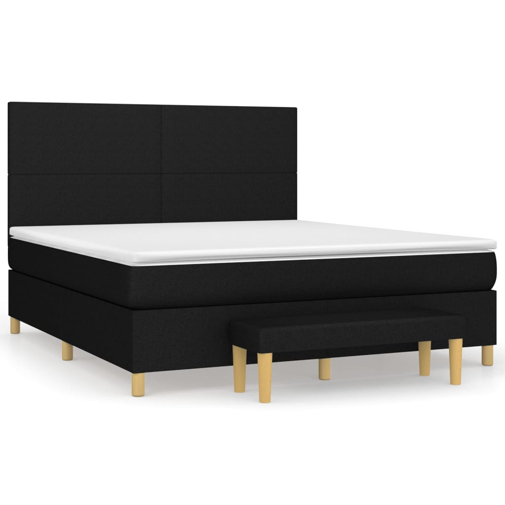 vidaXL Κρεβάτι Boxspring με Στρώμα Μαύρο 180x200 εκ. Υφασμάτινο