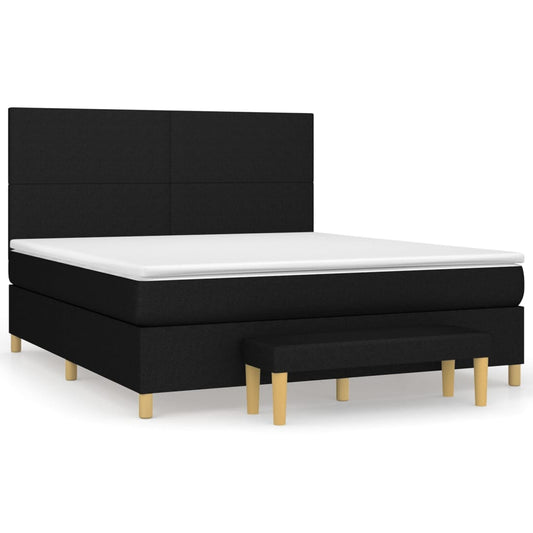 vidaXL Κρεβάτι Boxspring με Στρώμα Μαύρο 180x200 εκ. Υφασμάτινο